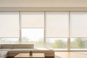 roller blind di ruang tamu